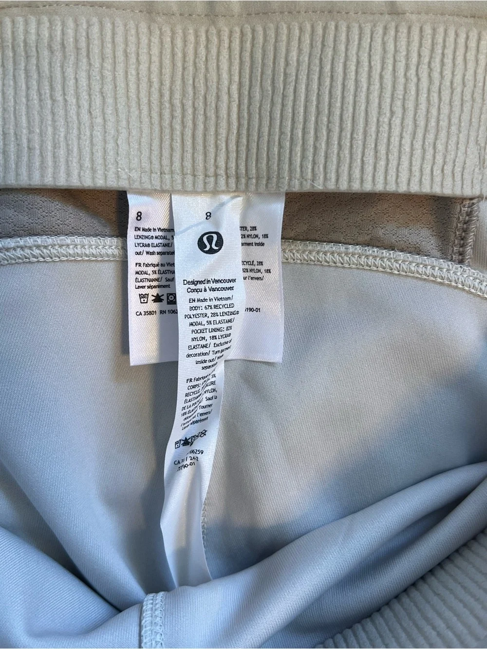 lululemon athletica Light Cream Ribbed Cropped Wide-Leg Pants